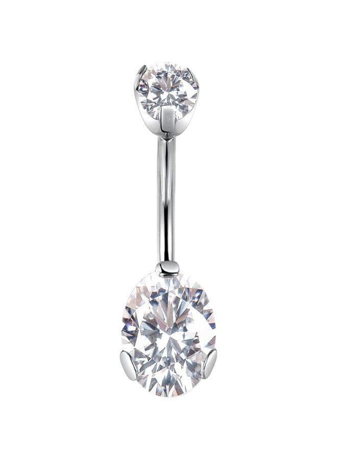 limerencia G23 Titanium Belly Button Rings hypoallergenic medical implant grade 14G Teardrop CZ Belly Navel Rings Piercing Belly Bars（White） - Image 1